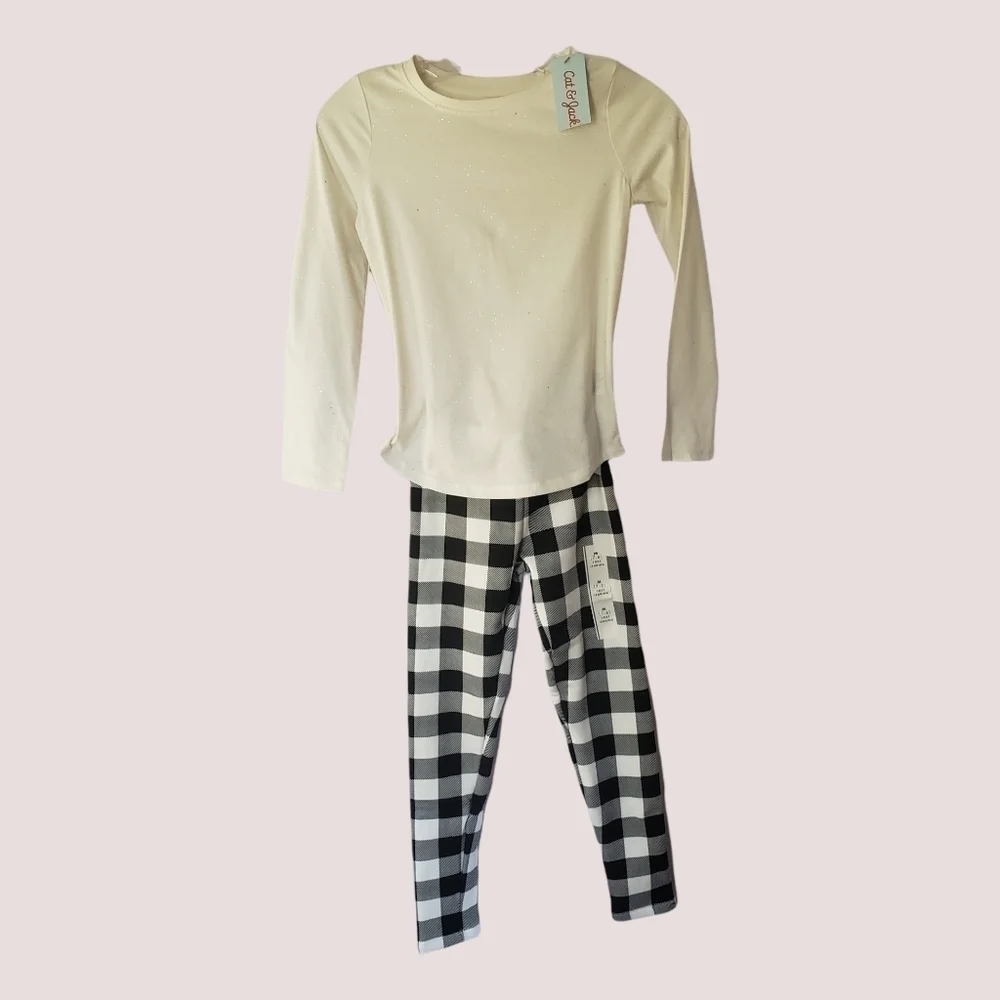 Cat&Jackset of 2 pcs size 7/8 M white/blackpant cream blouse